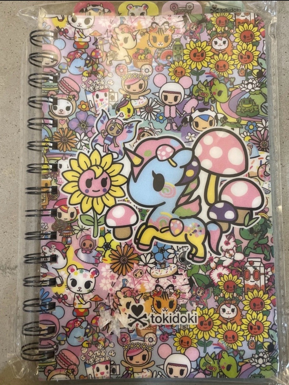 TOKIDOKI Unicorn Mushroom “Flower Power”  Tabbed Spiral Notebook NWT